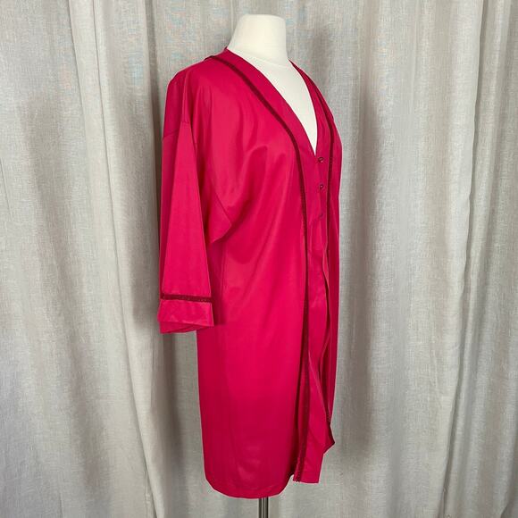 Vintage Robe Size Small Red Button Peignoir Lingerie Negligee Sleepwear 70s 80s - Picture 5 of 11